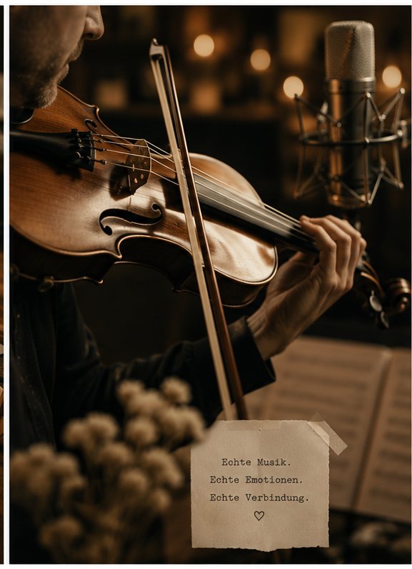 Violinistin vor einem Studiomikrofon